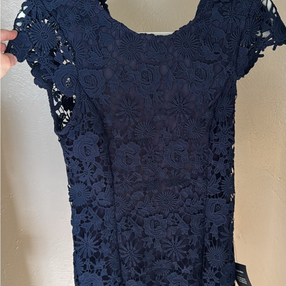 Elegant Navy Lace Dress
